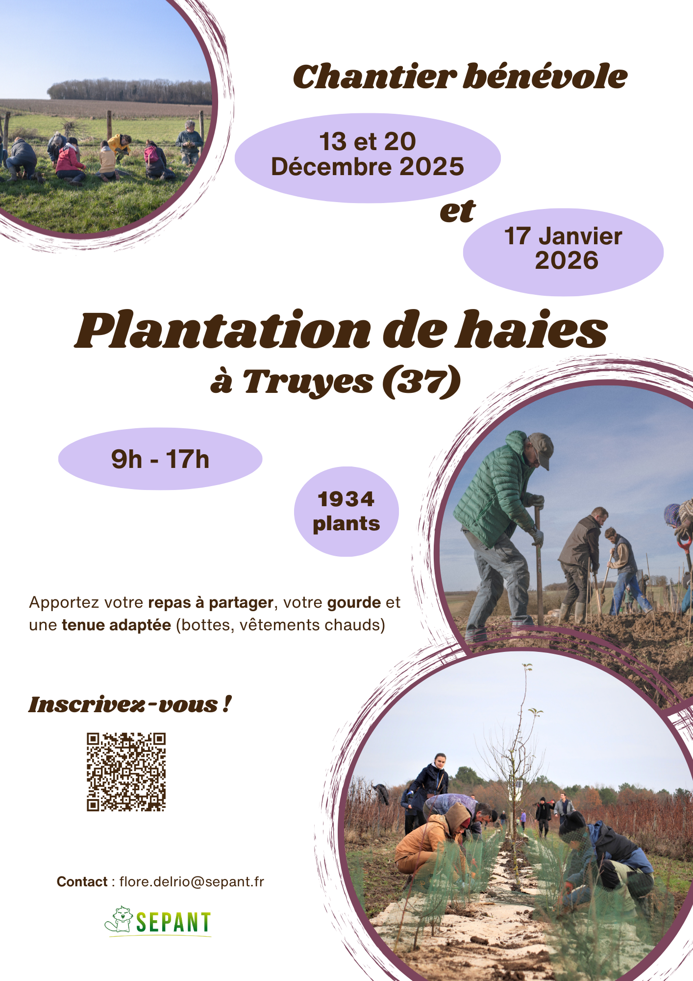 Venez planter les 909 mètres de haies avec l’Herbe Tendre (17/01)