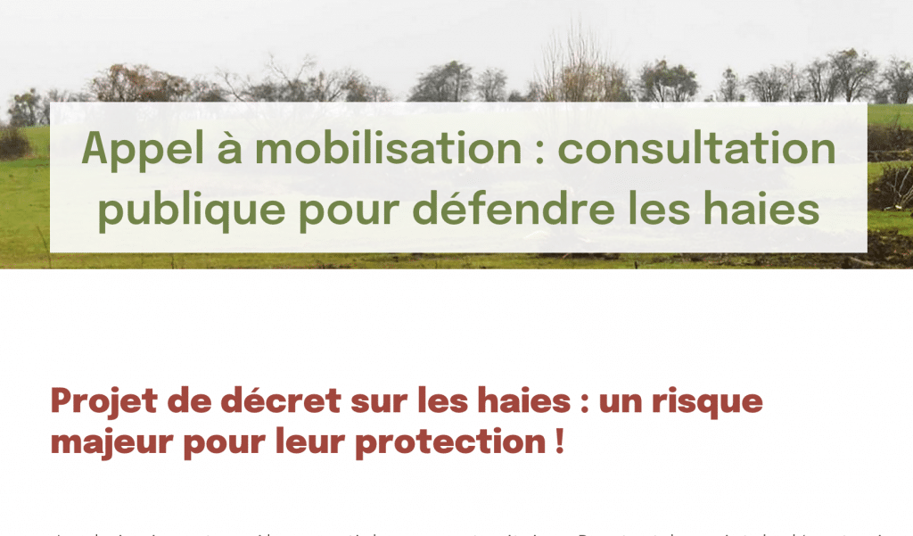 Appel à mobilisation : défendre les haies